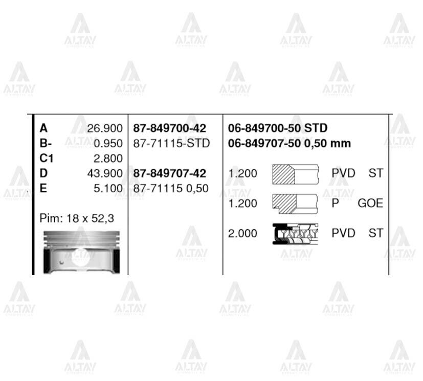 87-71115-050 Piston GOETZE | Hyundai i30