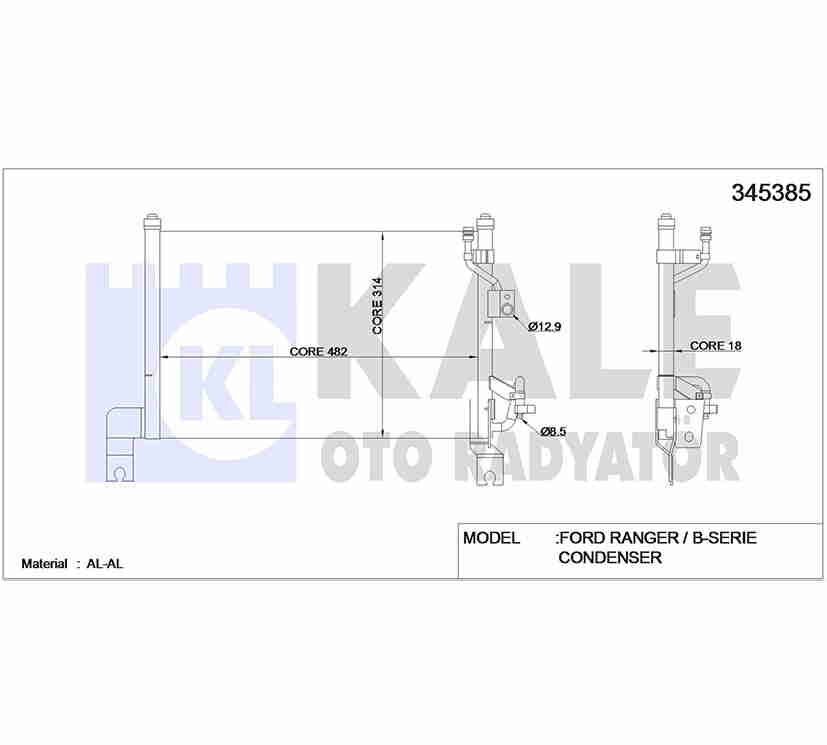UH-7161480E Klima Radyatörü KALE | Ford Ranger