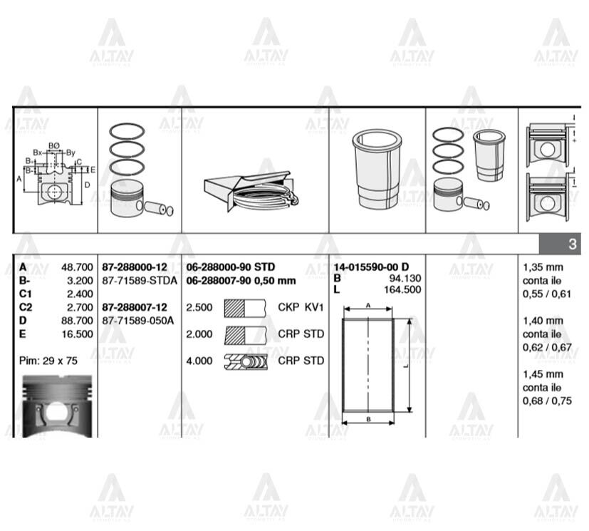 87-71589-STDA Piston GOETZE | Hyundai H100