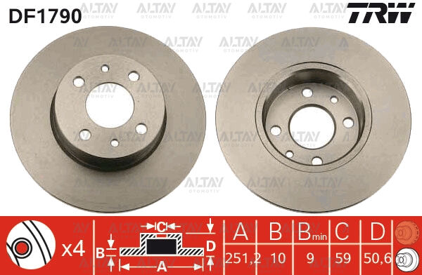 46831042 Fren Diski Arka TRW | Fiat Linea
