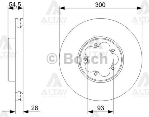 6C111125AA Fren Diski Ön BOSCH | Ford Transit